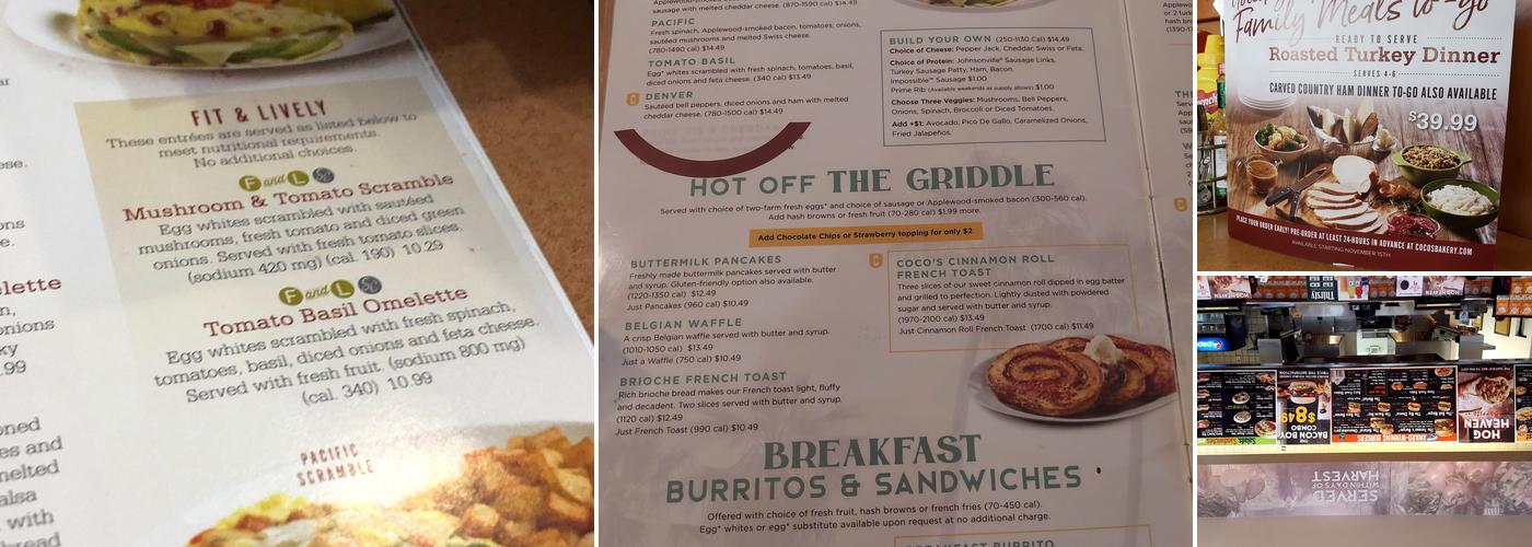 Coco's Bakery Restaurant Menu