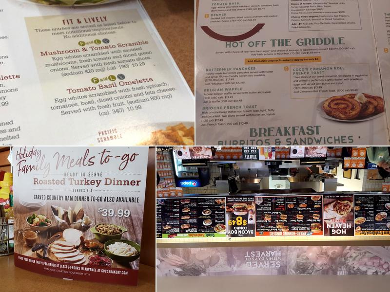 Coco's Bakery Restaurant Menu