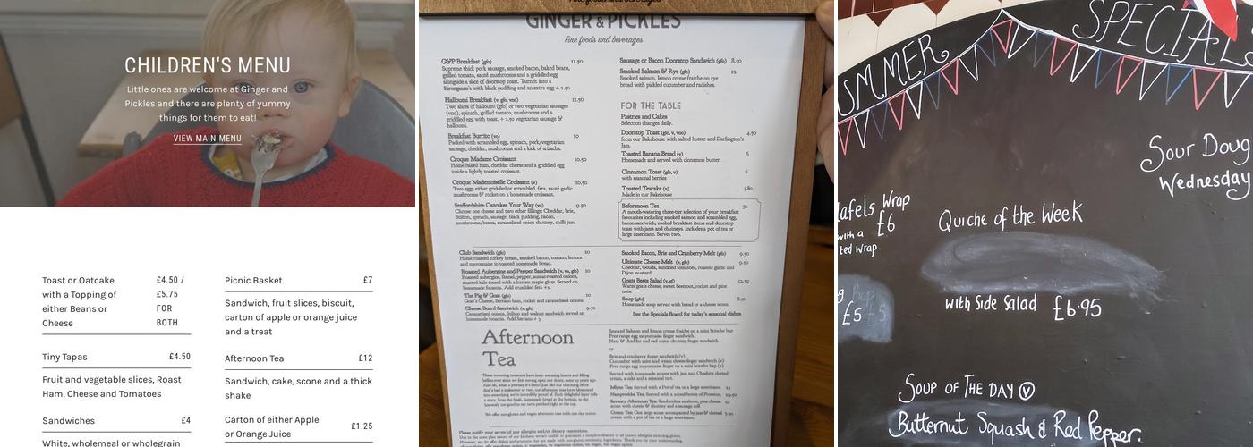 Ginger and Pickles Menu