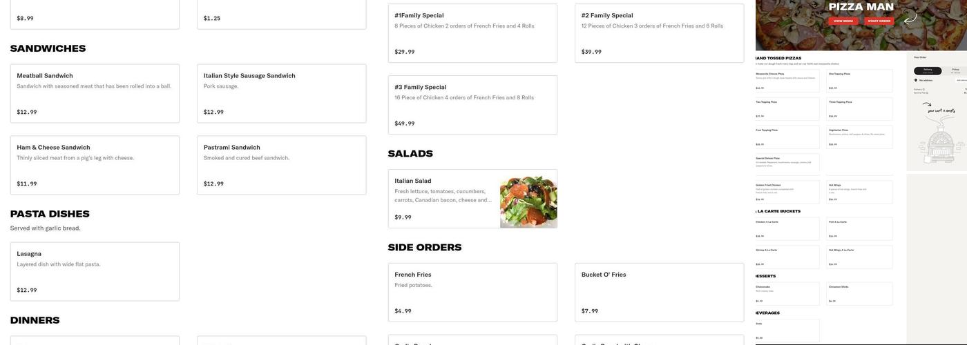 Pizza Man Menu