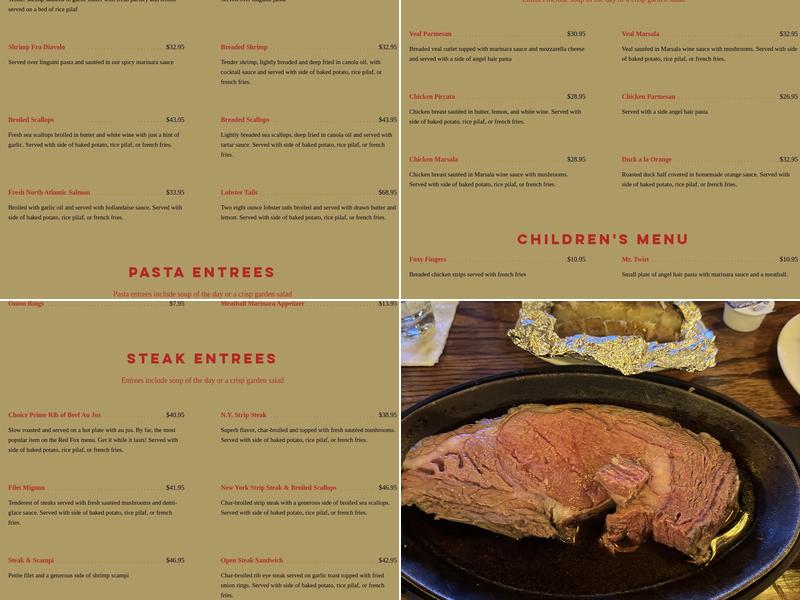Red Fox Restaurant Menu