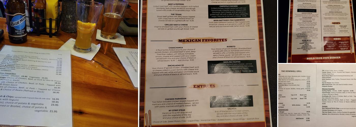 Downhill Grill Menu