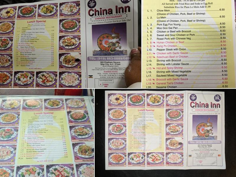 New China Inn Menu
