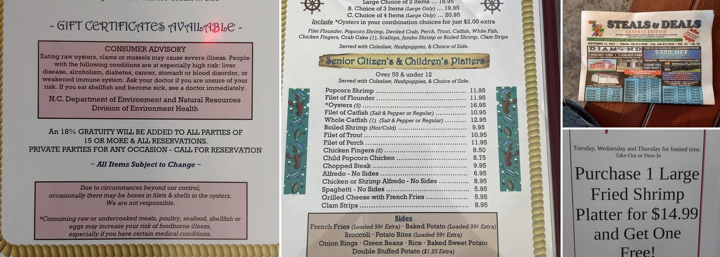 Dry Dock Seafood Restaurant Menu