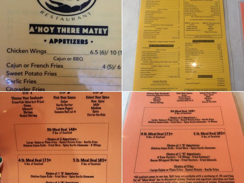 Claws Restaurant Menu