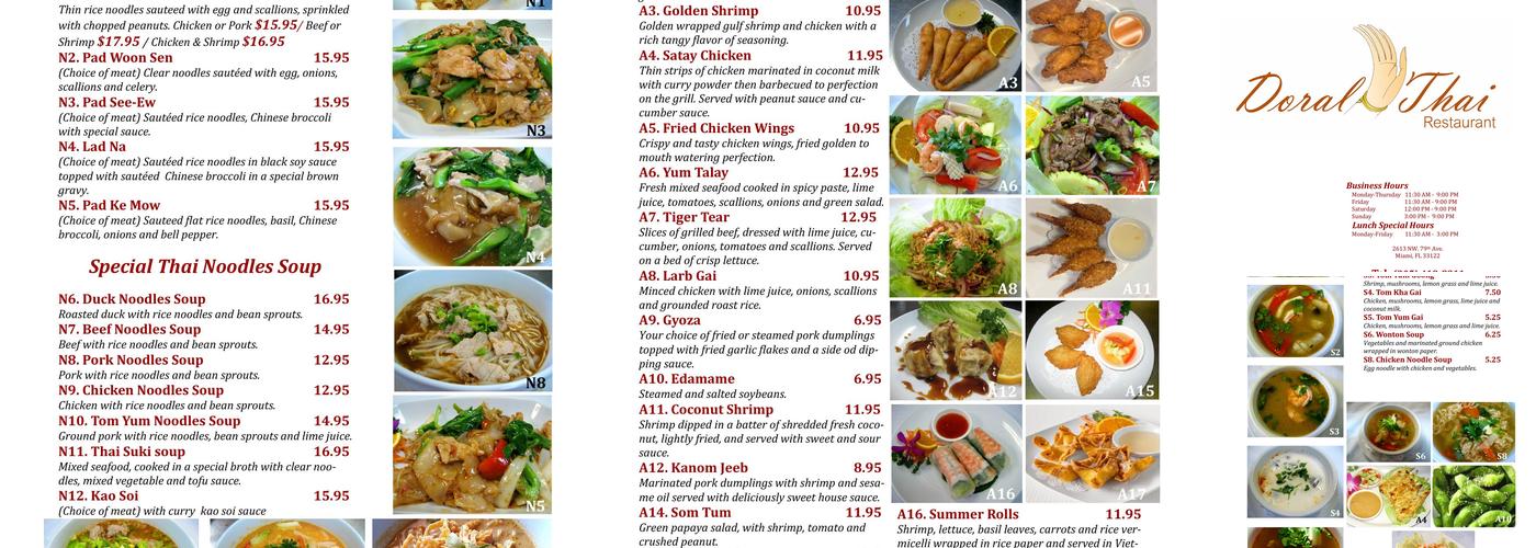Doral Thai Restaurant Menu