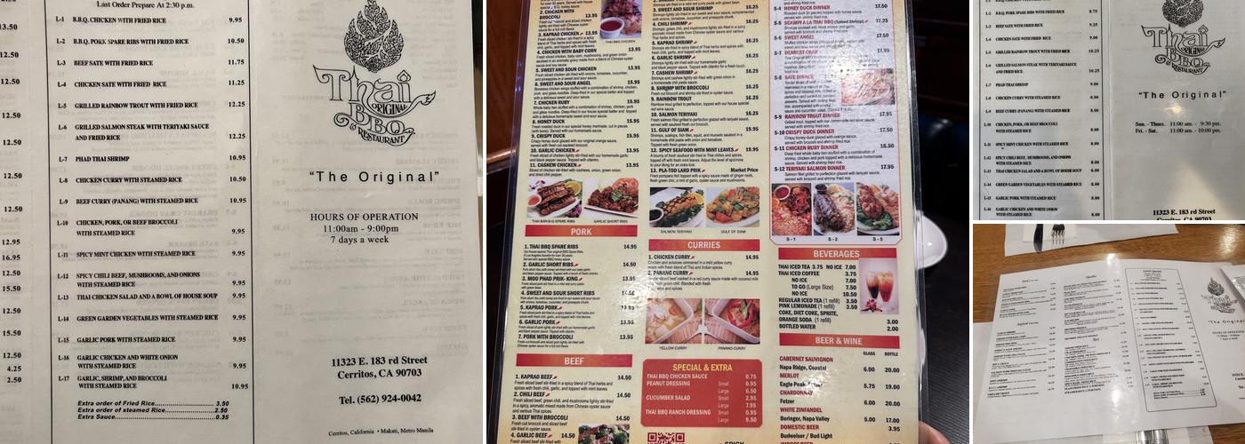 Thai Original BBQ Restaurant Menu