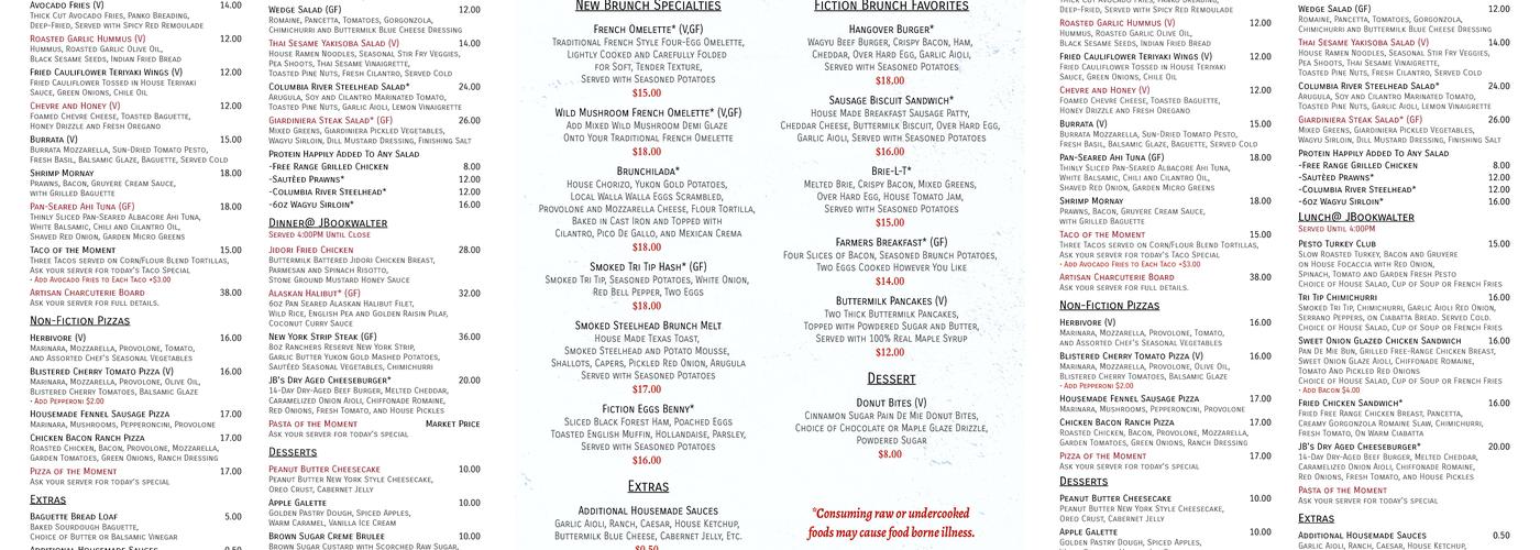 J. Bookwalter Winery & Richland Tasting Room Menu