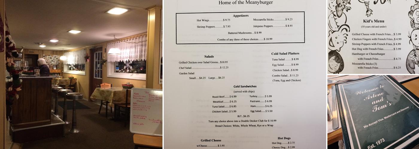 Arlene and Tom's Restaurant Menu