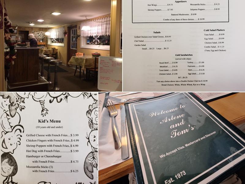 Arlene and Tom's Restaurant Menu