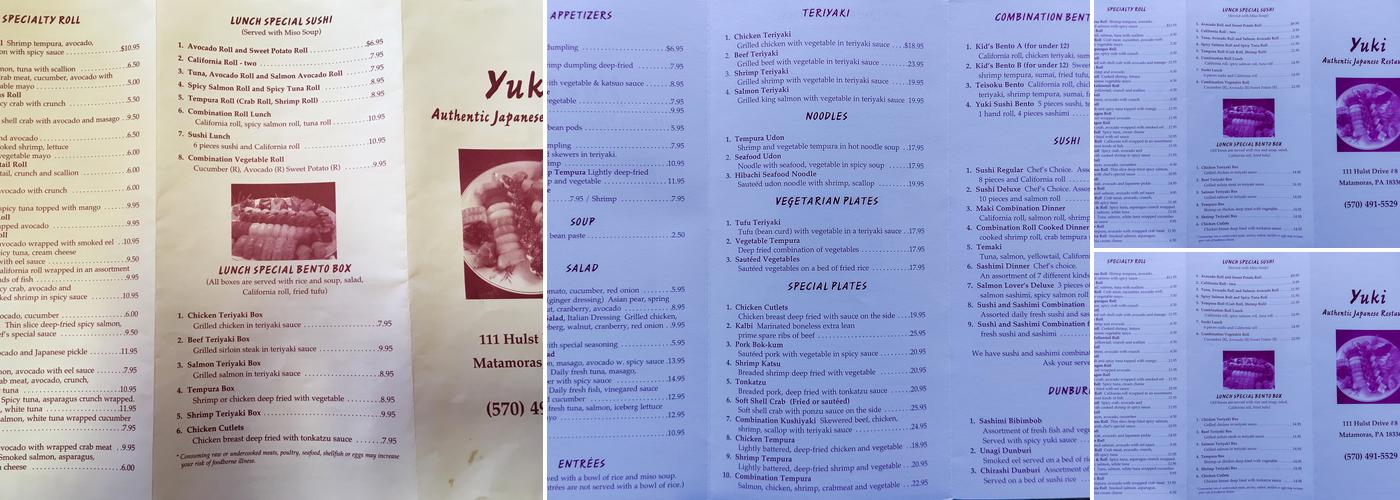 Sushi Teriyaki Menu