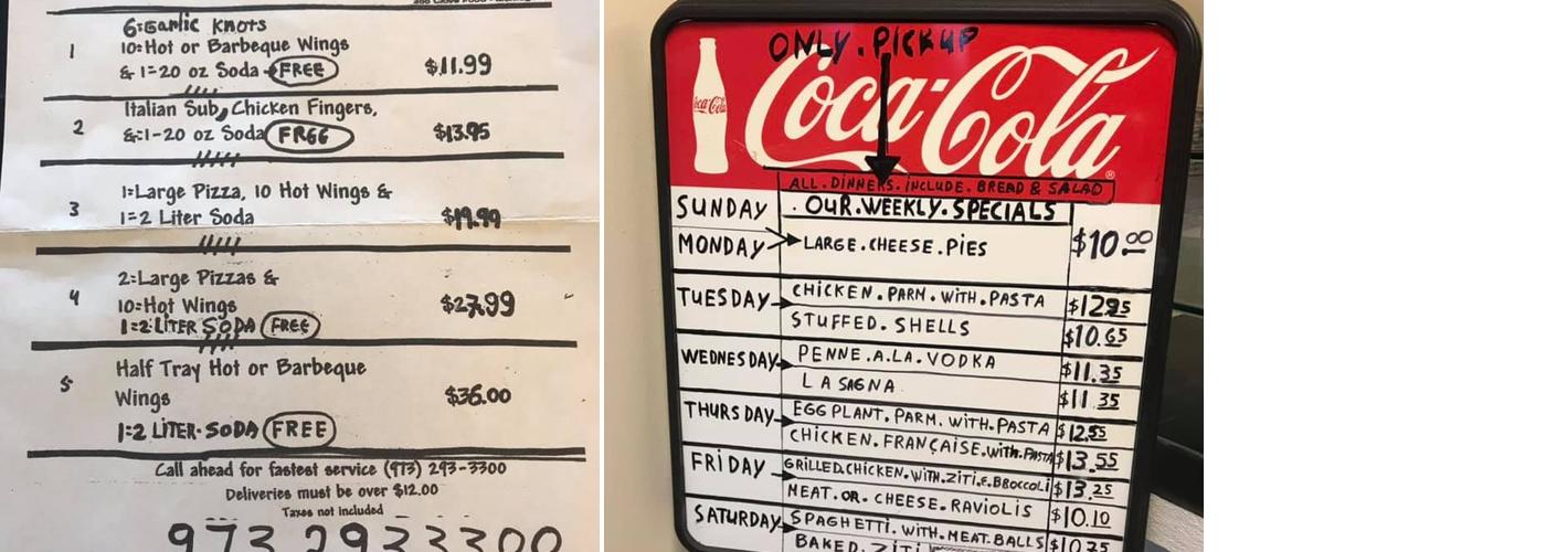 J & J Pizzeria Inc Menu