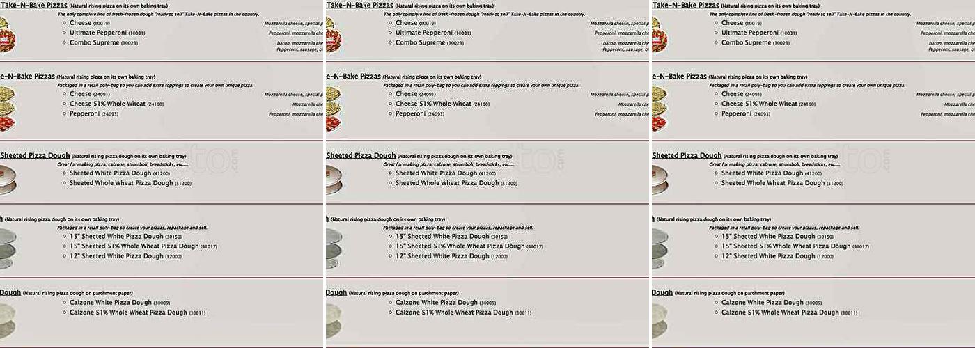 Roadrunner Home Bake Pizza Menu