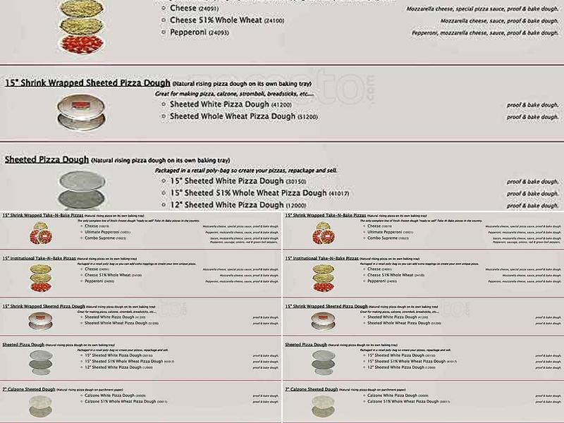 Roadrunner Home Bake Pizza Menu