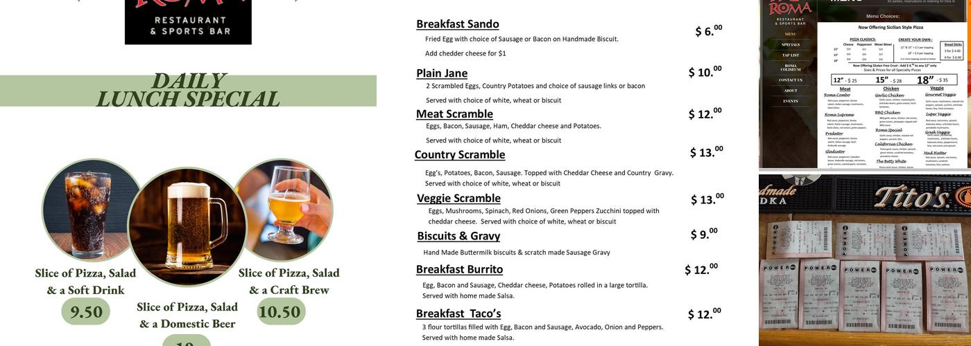 Pizza Roma Menu