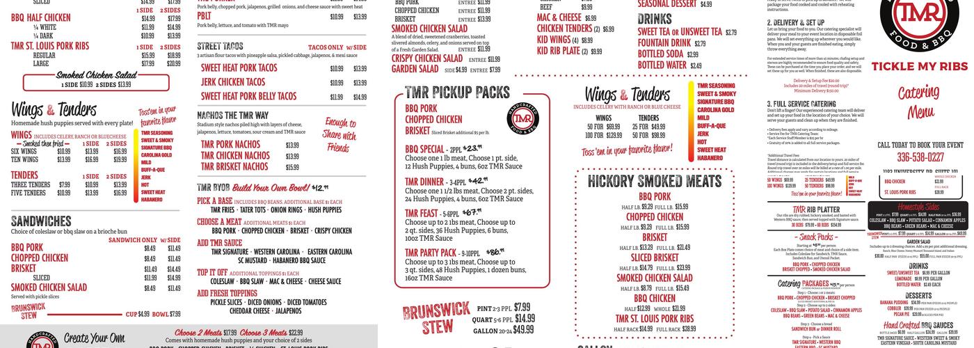 Tickle My Ribs BBQ (TMR) Menu