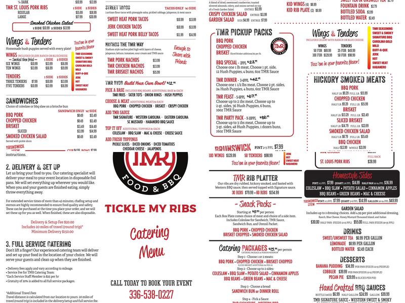 Tickle My Ribs BBQ (TMR) Menu
