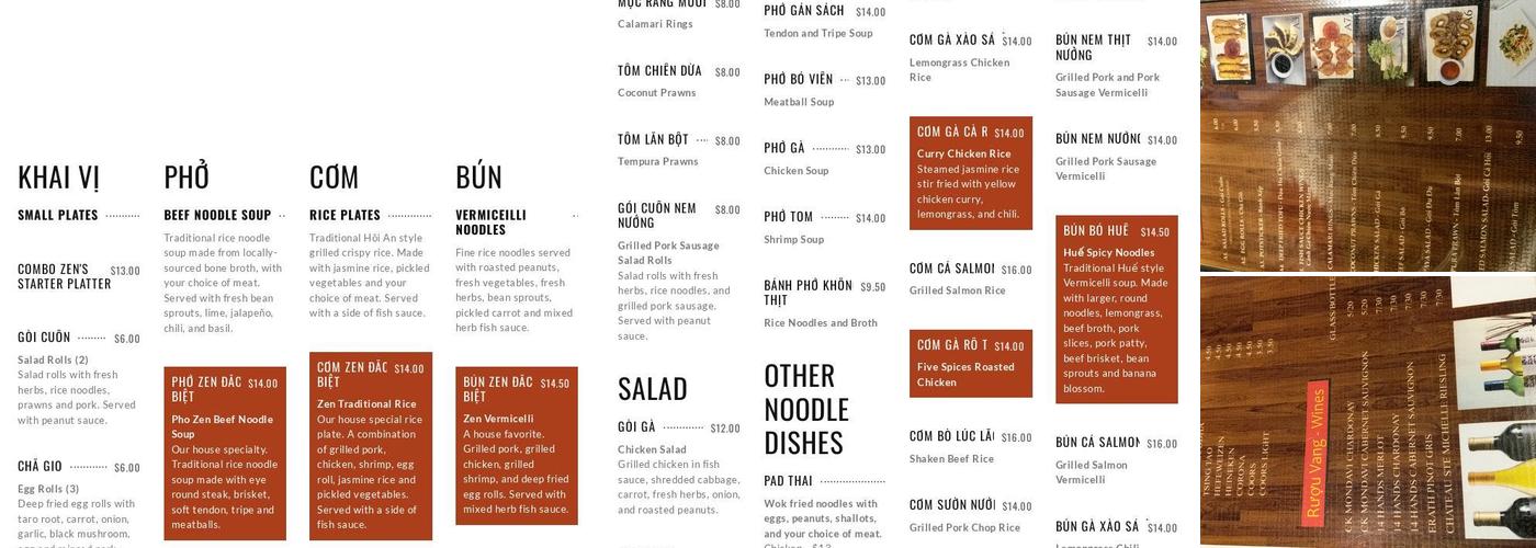 Phở Zen Menu