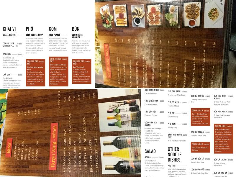 Phở Zen Menu