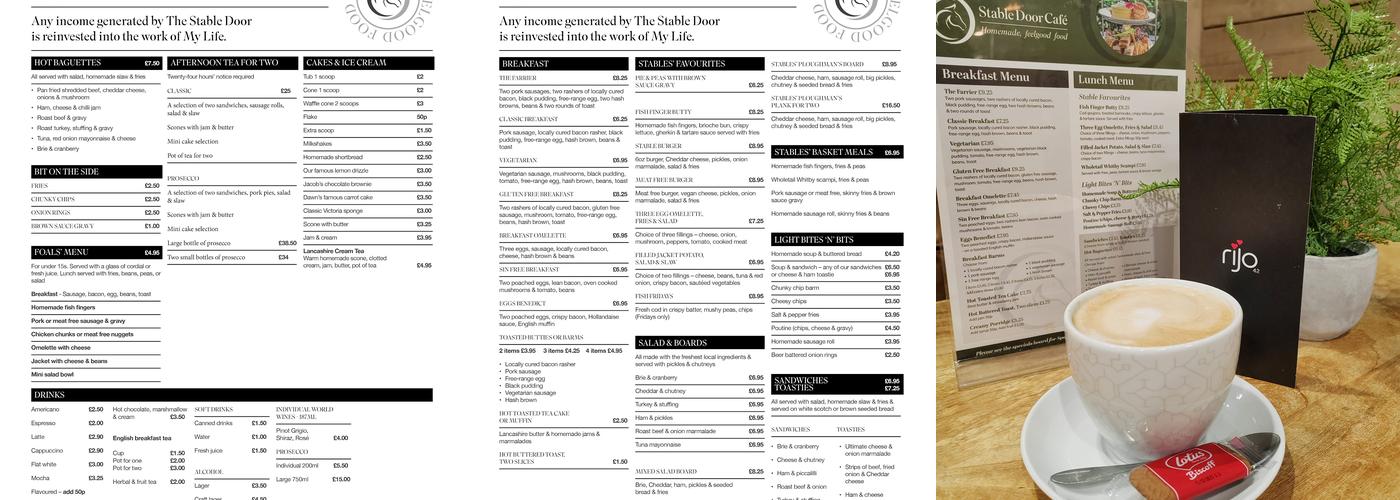 The Stable Door Cafe & Ice Cream Parlour Menu