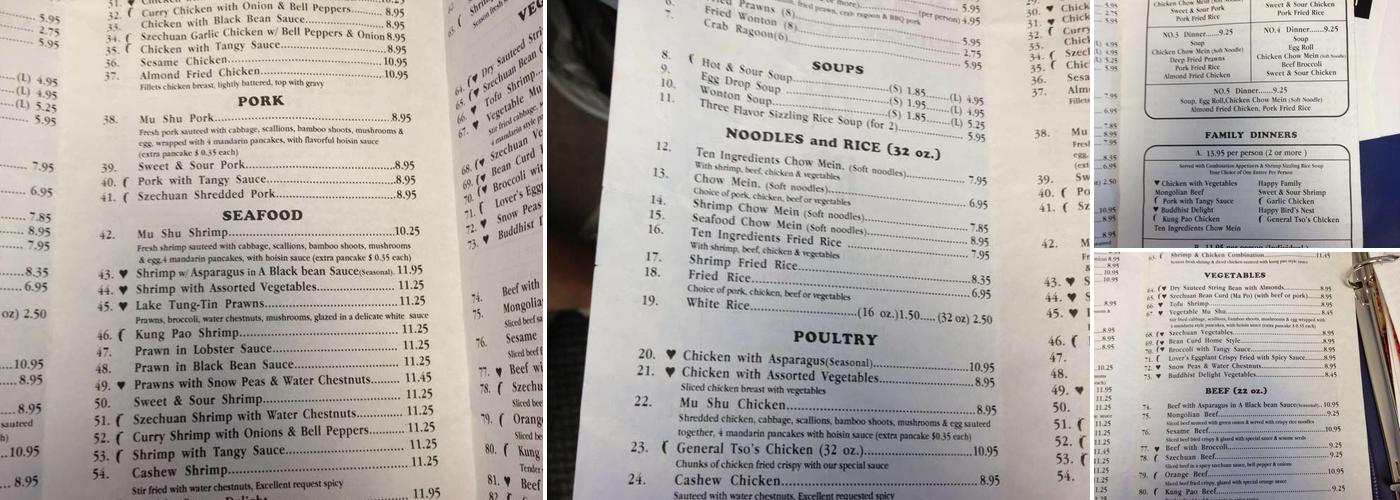Wan Lung Restaurant Menu