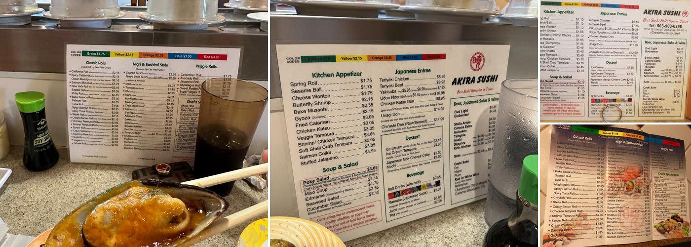 Akira Sushi Menu
