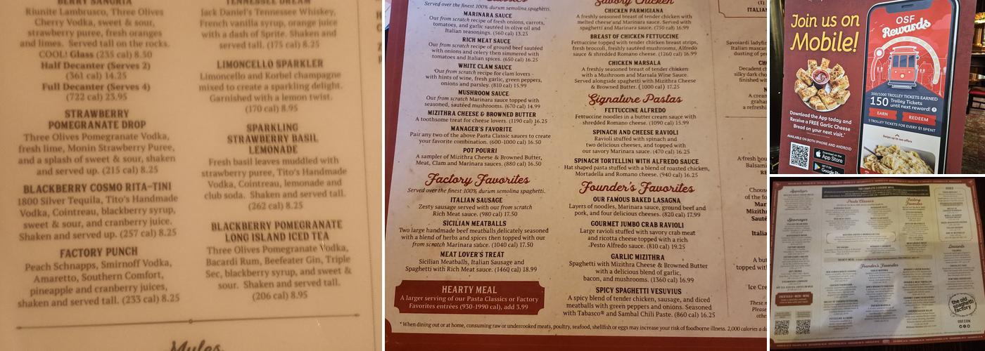 The Old Spaghetti Factory Menu