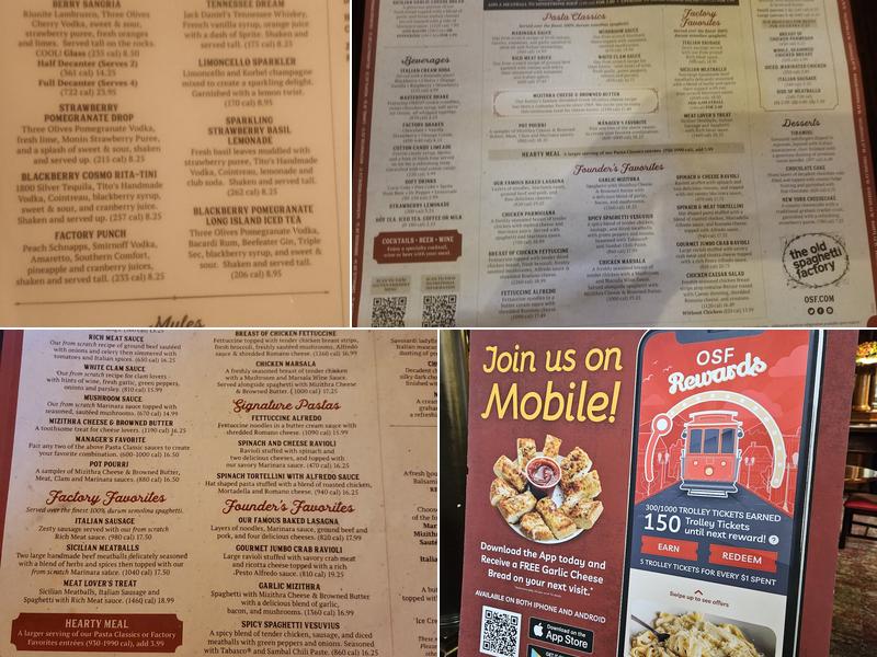 The Old Spaghetti Factory Menu