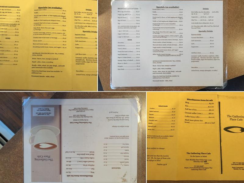 The Gathering Place Cafe Menu