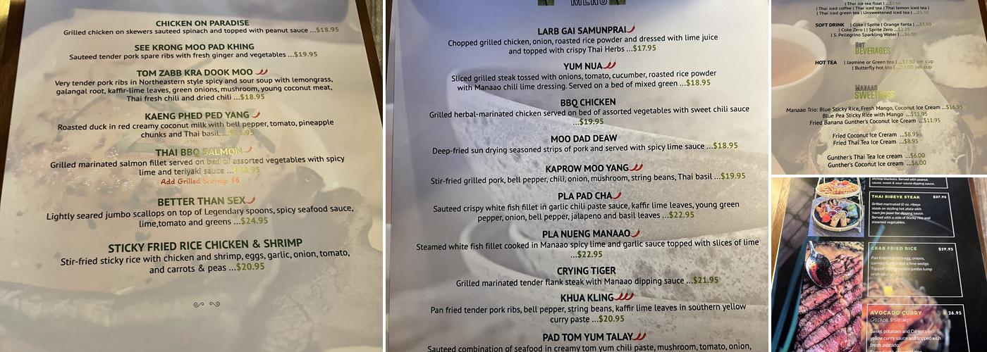 Manaao | Thai Cuisine Menu