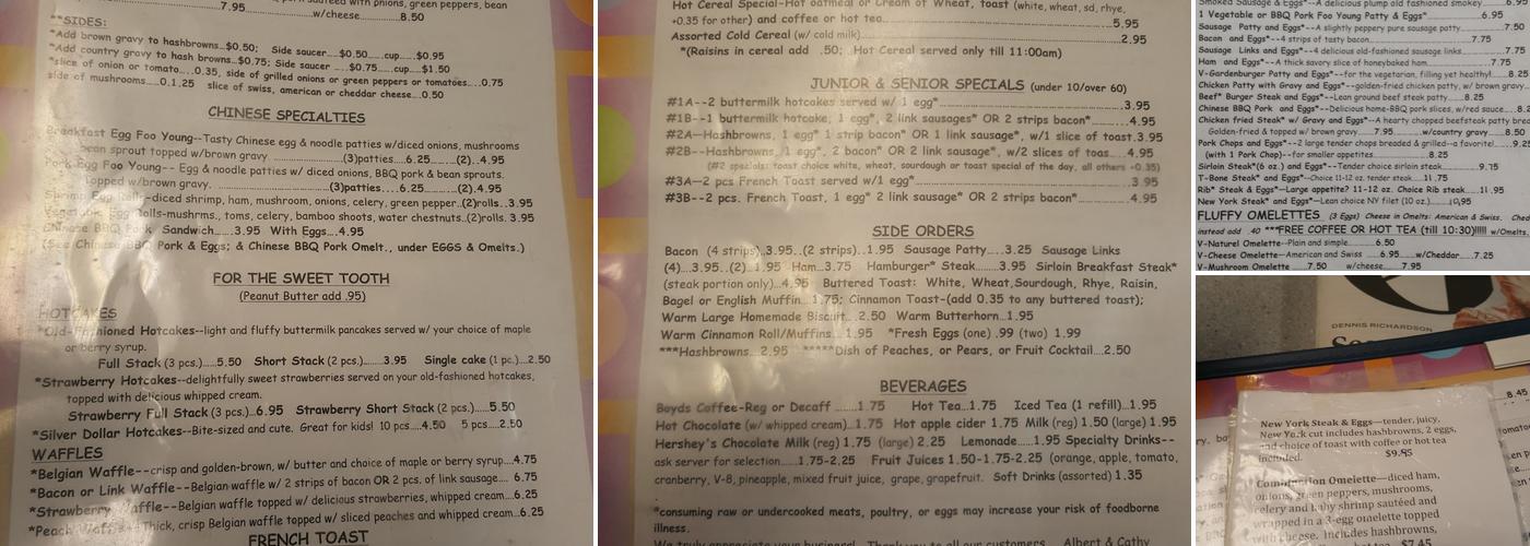 Maple Leaf Restaurant Menu