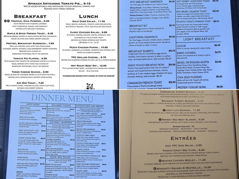 Tomato Pie Cafe Menu