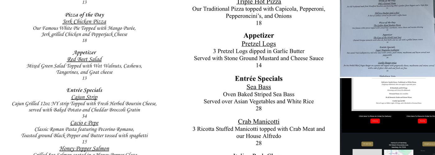 Fenicci's of Hershey Menu