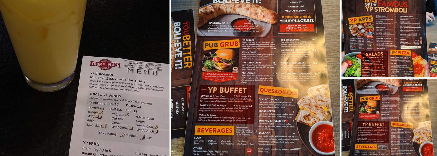 Your Place Restaurant & Sports Pub Menu