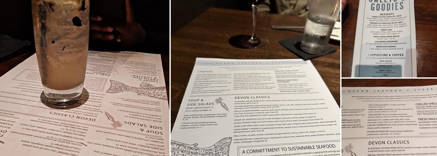 Devon Seafood + Steak Menu
