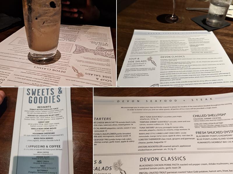 Devon Seafood & Steak Menu