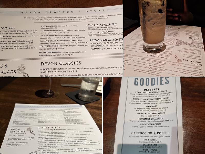 Devon Seafood & Steak Menu