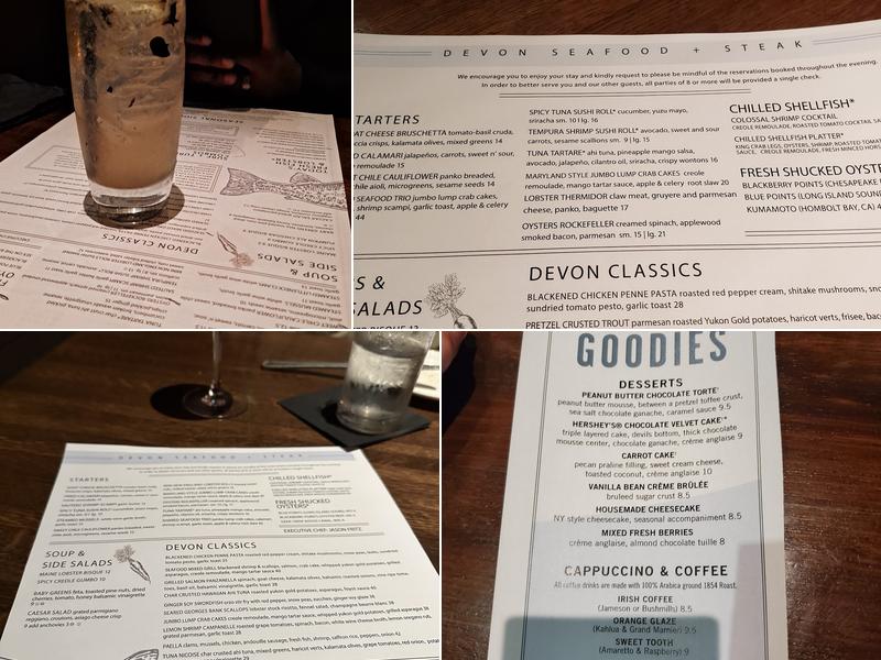 Devon Seafood & Steak Menu