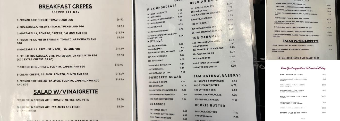 Au Bon Lieu French Creperie Menu