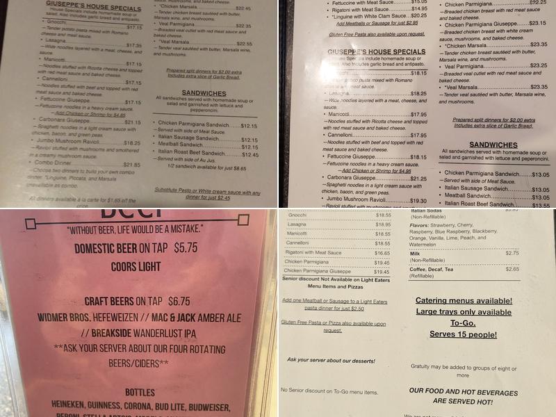 Giuseppe's Menu