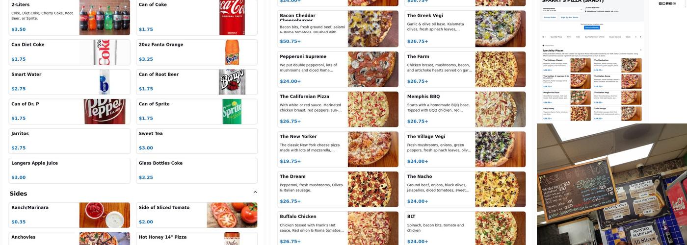 Sparky's Pizza: Sandy Menu