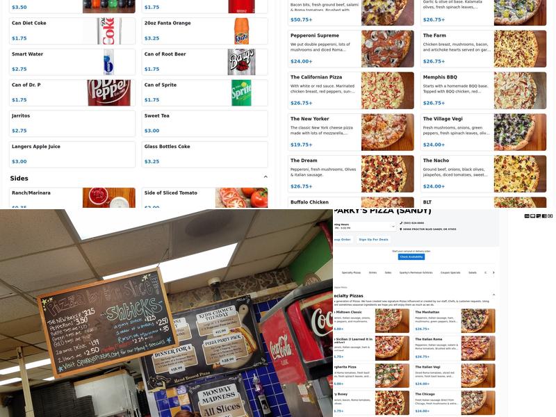 Sparky's Pizza: Sandy Menu