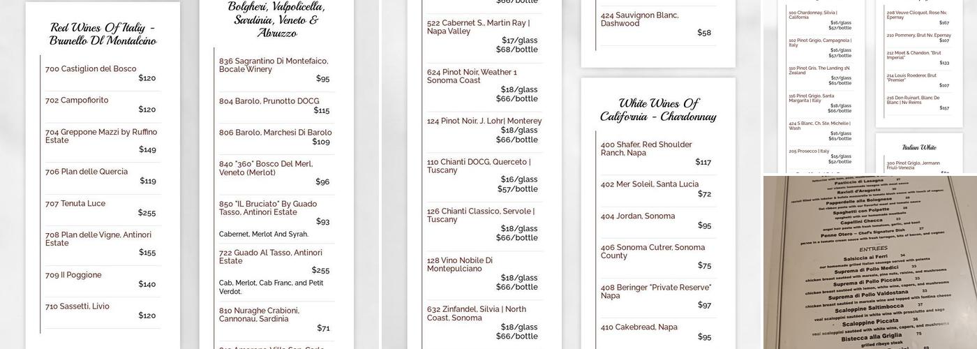 Sapori Ristorante Menu