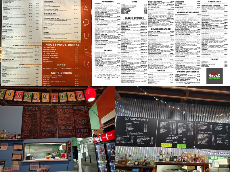 Nayar Taqueria Menu