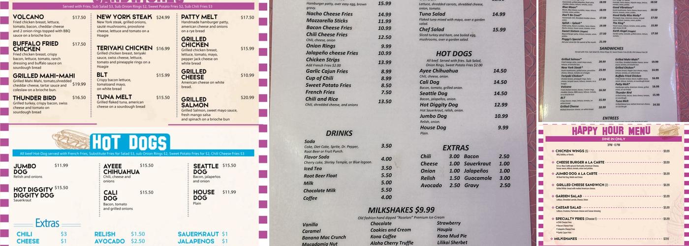 Peggy Sue's Maui Menu