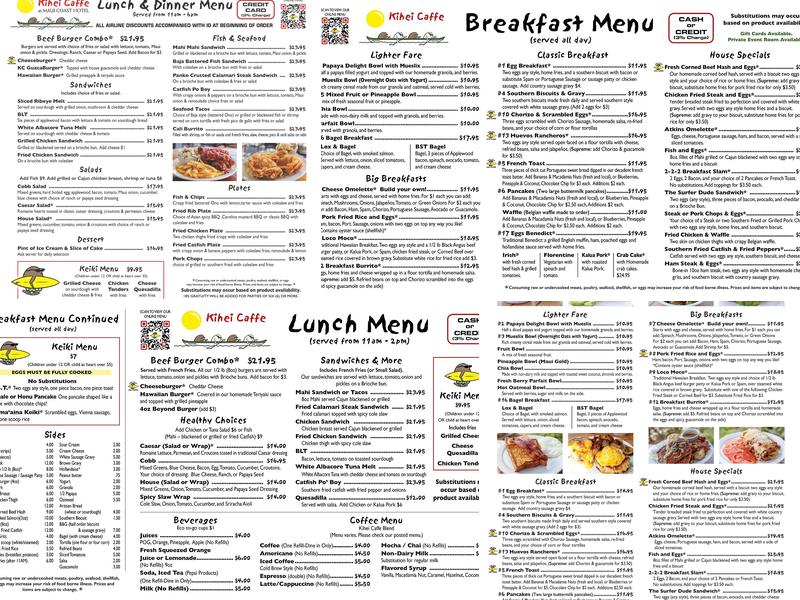 Kihei Caffe Menu
