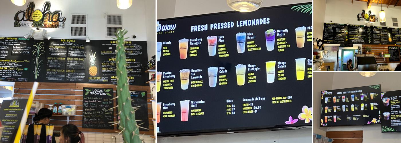 Wow Wow Lemonade Maui Menu