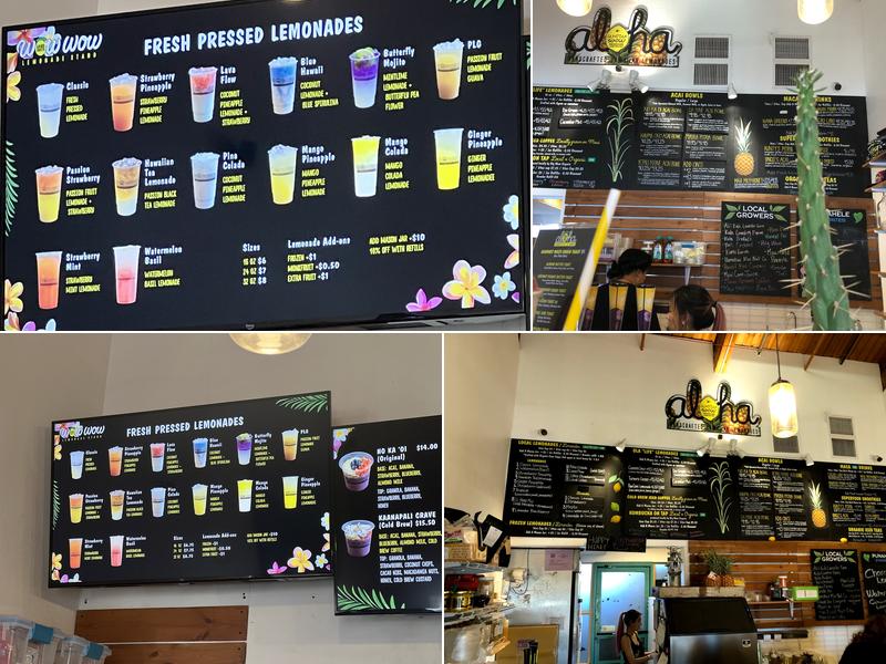 Wow Wow Lemonade Maui Menu