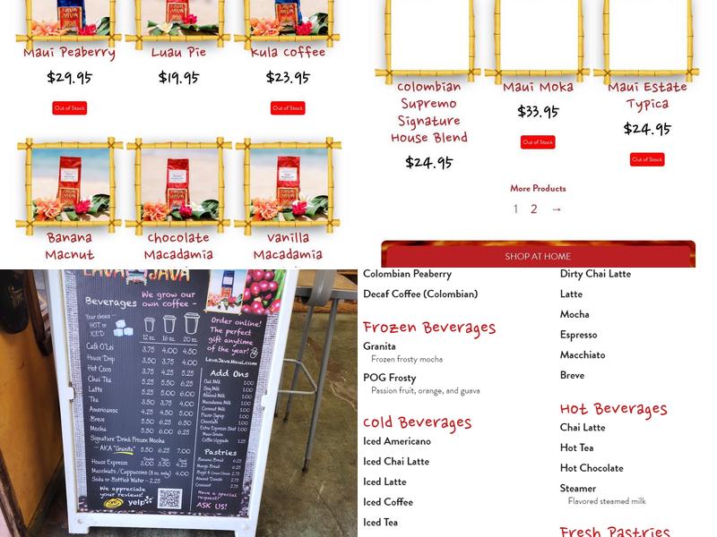 Lava Java Coffee Roasters of Maui Menu