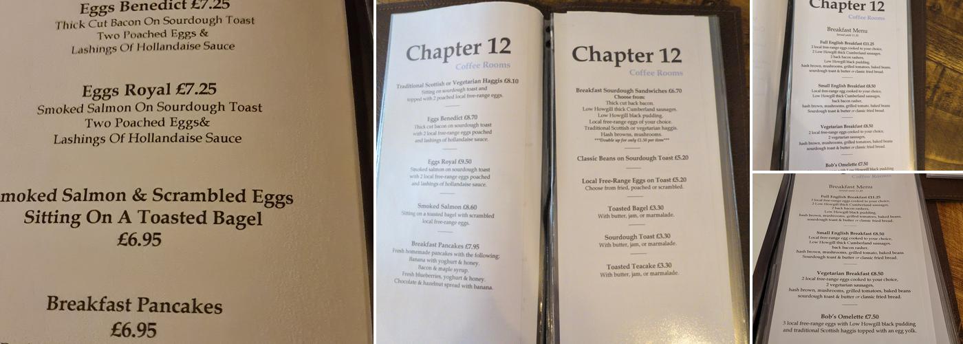 Chapter 12 Coffee Rooms Menu